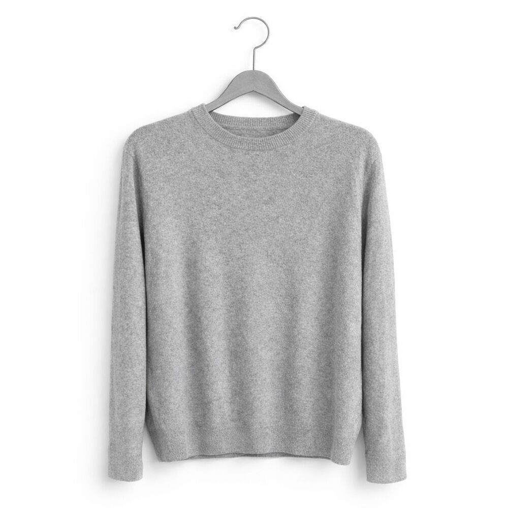 Everlane 100% Cashmere Sweater Medium Gray Crewneck Ribbed Cuff Quiet. Luxury